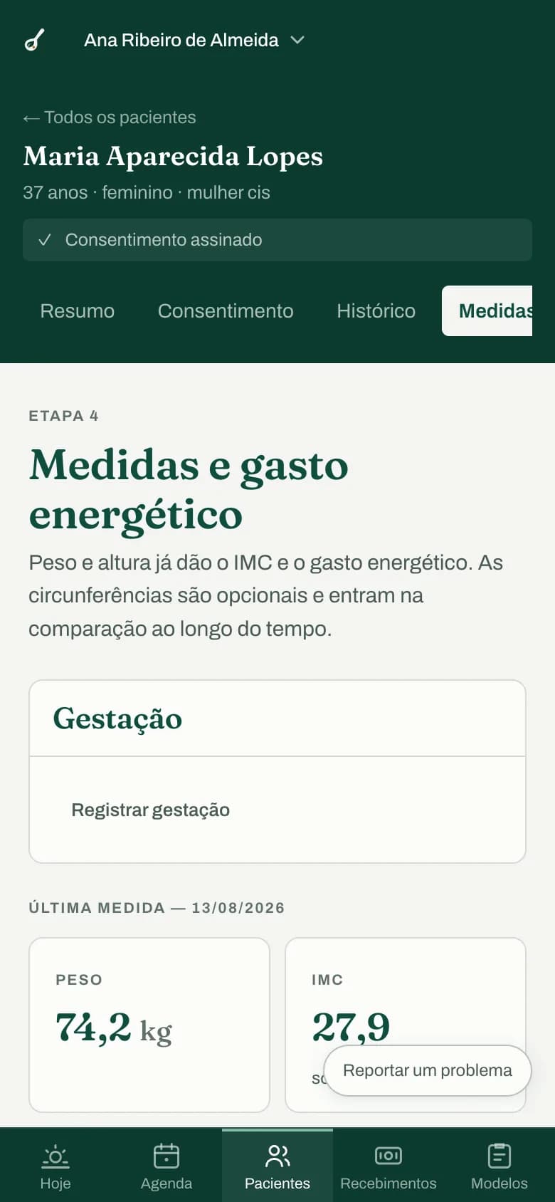 Medir e registrar na hora